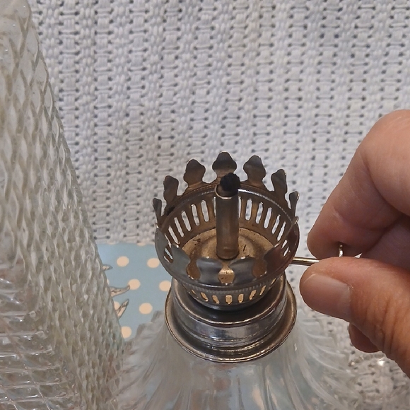 Elegant Silver and Clear Glass Lantern & Cut Glass Bottle. Both Vintage Or Older - Picture 15 of 17